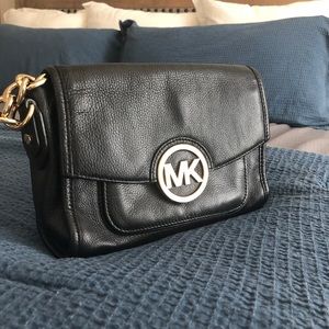 Michael Kors black leather cross-body bag